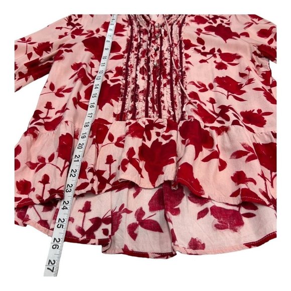 Matilda Jane Blouse Womens M Miri Floral Print Ruffle Red Pink Casual Ladies - Picture 5 of 7